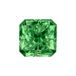 Radiant shape diamond with a dark green color