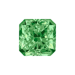 Radiant shape diamond with a deep green color