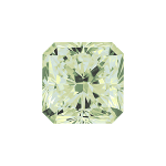 Radiant shape diamond with a fancy green color