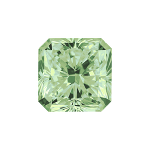 Radiant shape diamond selected with a intense green color