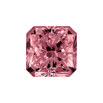 Radiant shape diamond with a dark pink color