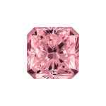 Radiant shape diamond with a deep pink color