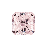 Radiant shape diamond with a light pink color