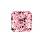 Radiant shape diamond with a vivid pink color