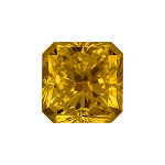 Radiant shape diamond with a dark yellow colour