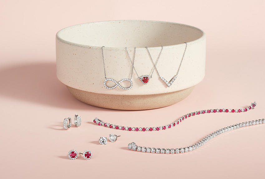 An assortment of diamond and gemstone jewellery