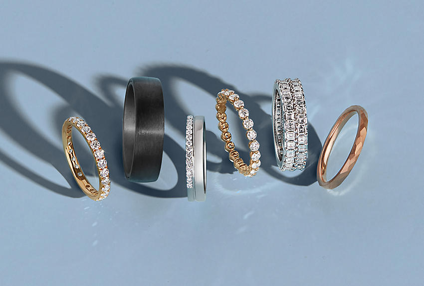 Wedding rings in various materials