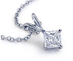 Princess-Cut Diamond Solitaire Pendants in 14k White Gold