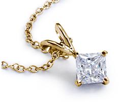 Princess 14k Yellow Gold Diamond Solitaire Pendant