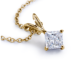 Oro amarillo de 14 k de talla princesa enColgante de diamante solitario
