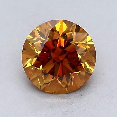 1.21 quilates de color intenso Naranja amarillento Diamante de talla redonda