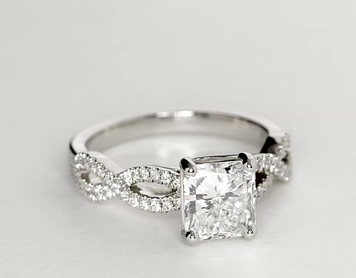 Infinity Twist Micropavé Diamond Engagement Ring in Platinum (1/4 ct ...