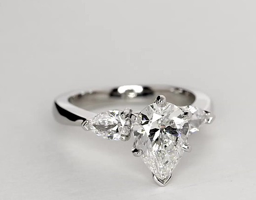 Classic Pear Shaped Diamond Engagement Ring in Platinum for Larger ...