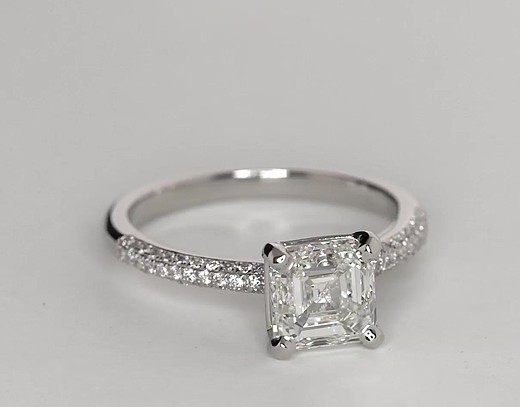Trio Micropavé Diamond Engagement Ring in Platinum (1/3 ct. tw.) | Blue ...