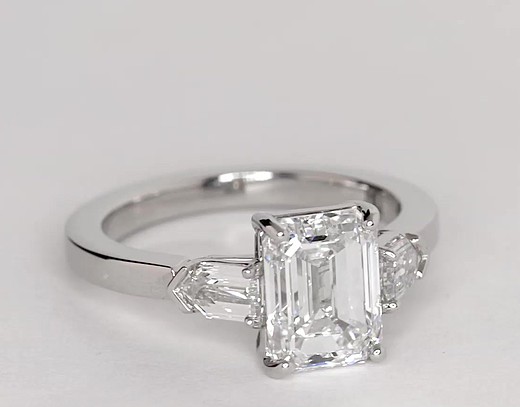 Tapered Bullet Diamond Engagement Ring in Platinum | Blue Nile
