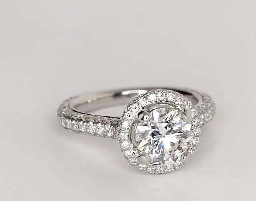 Monique Lhuillier Everlasting Halo Diamond Engagement Ring in Platinum ...