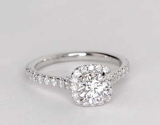 Cushion Halo Diamond Engagement Ring in 14k White Gold (1/3 ct. tw ...