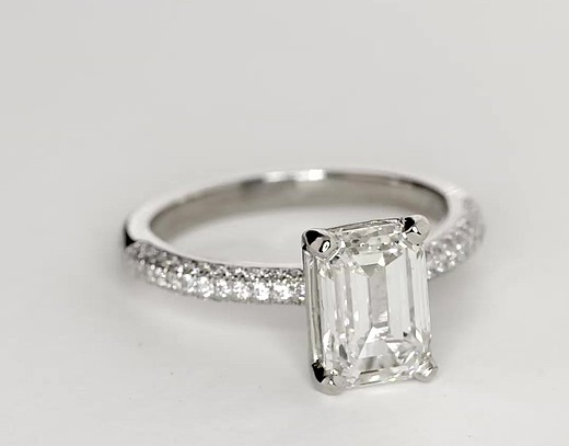 Trio Micropavé Diamond Engagement Ring in Platinum (1/3 ct. tw.) | Blue ...
