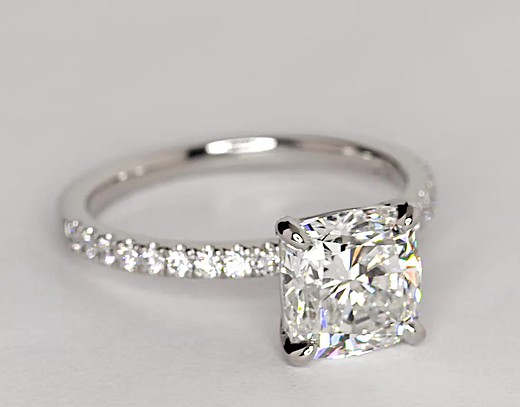 Petite Pavé Diamond Engagement Ring in Platinum (1/4 ct. tw.) | Blue Nile
