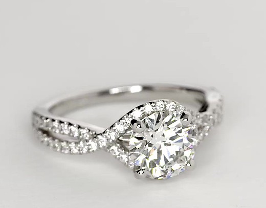 Twisted Halo Diamond Engagement Ring in 14k White Gold (1/3 ct. tw ...