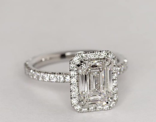 Blue Nile Studio Emerald Cut Heiress Halo Diamond Engagement Ring in ...