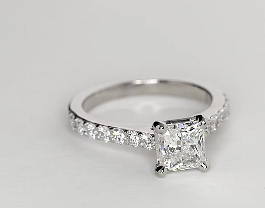 1.35 Carat Diamond Cathedral Pavé Diamond Engagement Ring | Recently ...