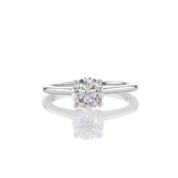 1.01 ct. Round Diamond Petite Solitaire Engagement Ring in 14k White Gold