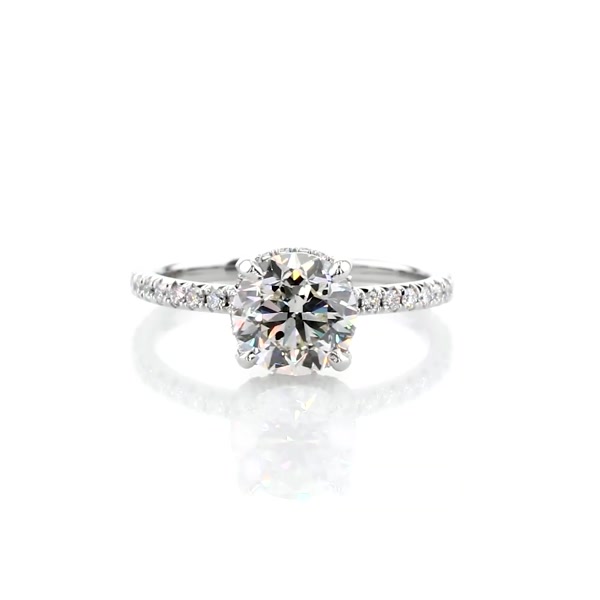 1.5 Carat Blue Nile Studio Petite French Pavé Crown Diamond Engagement Ring