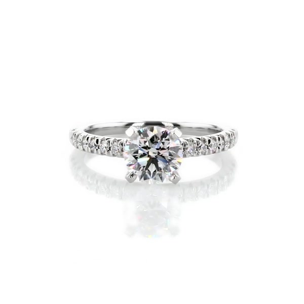 1.29 Carat French Pavé Diamond Engagement Ring
