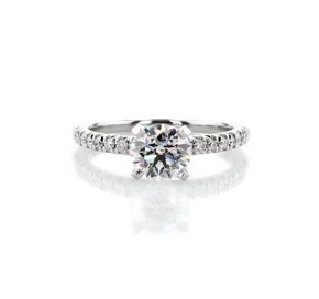 French Pavé Diamond Engagement Ring in Platinum (1/4 ct. tw.)