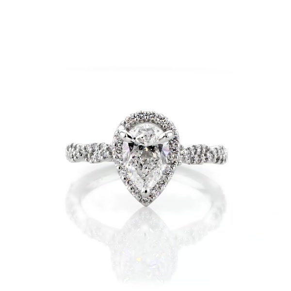 1.3 Carat Twisted Band Halo Diamond Engagement Ring