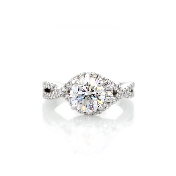 1.31 Carat Twisted Halo Diamond Engagement Ring