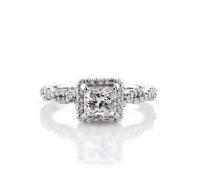 Twisted Band Halo Diamond Engagement Ring in Platinum (1/3 ct. tw.)