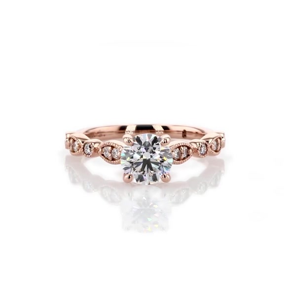1 Carat Cathedral Milgrain Marquise-Shape and Dot Diamond Engagement Ring
