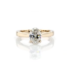 Diamond Pave and Milgrain Profile Solitaire Engagement Ring in 14k Yellow Gold