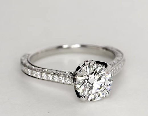 Monique Lhuillier Trio Cathedral Diamond Engagement Ring in Platinum ...
