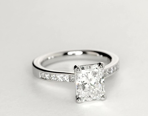 Channel Set Princess Cut Diamond Engagement Ring in Platinum (1/4 ct ...