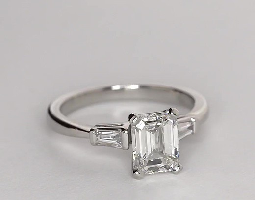 Tapered Baguette Diamond Engagement Ring in Platinum (1/6 ct. tw ...