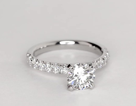Scalloped Pavé Diamond Engagement Ring in Platinum (2/5 ct. tw.) | Blue ...