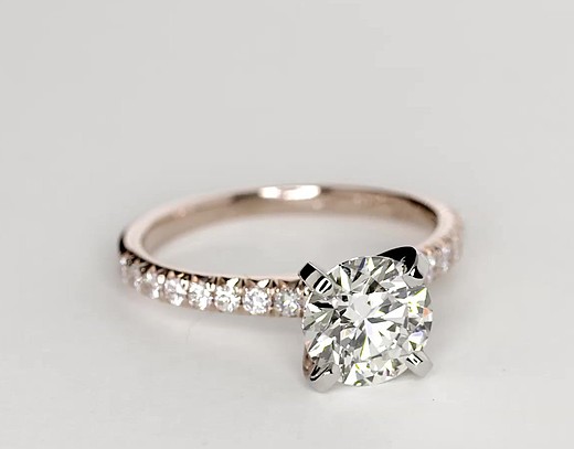 French Pavé Diamond Engagement Ring in 14k Rose Gold (1/4 ct. tw ...