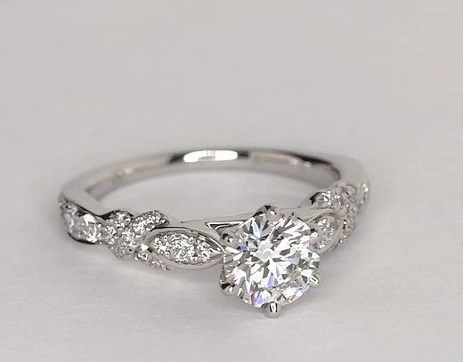 Monique Lhuillier Embellished Six-Prong Diamond Engagement Ring in ...