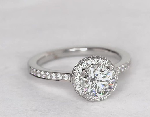 Halo Diamond Engagement Ring in 18K White Gold | Blue Nile