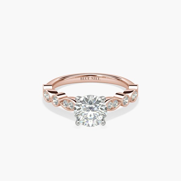 Milgrain Marquise and Dot Diamond Engagement Ring in 14k Rose Gold (0.20 ct. tw.) 
