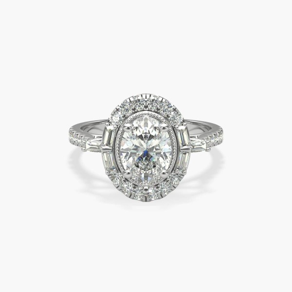 ZAC ZAC POSEN Oval Vintage Baguette Halo Diamond Engagement Ring in 14k ...