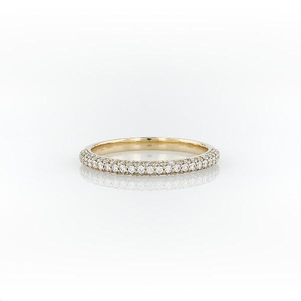 Trio Micropavé Diamond Wedding Ring in 18k Yellow Gold (0.37 ct. tw.)
