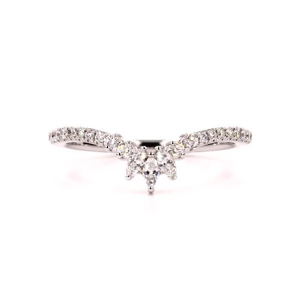 Curved Marquise Accent and Pavé Diamond Ring in 14k White Gold (0.28 ct. tw.)