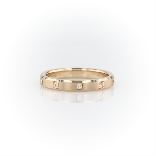 14k 黃金斜邊鑽石永恆結婚戒指（3 毫米）