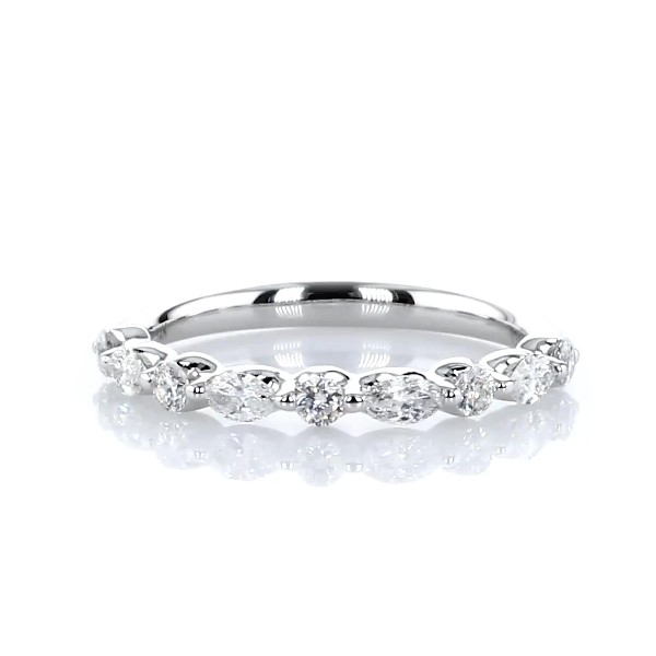 Floating Marquise and Round Anniversary Band in 14k White Gold (0.50 ct. tw.)