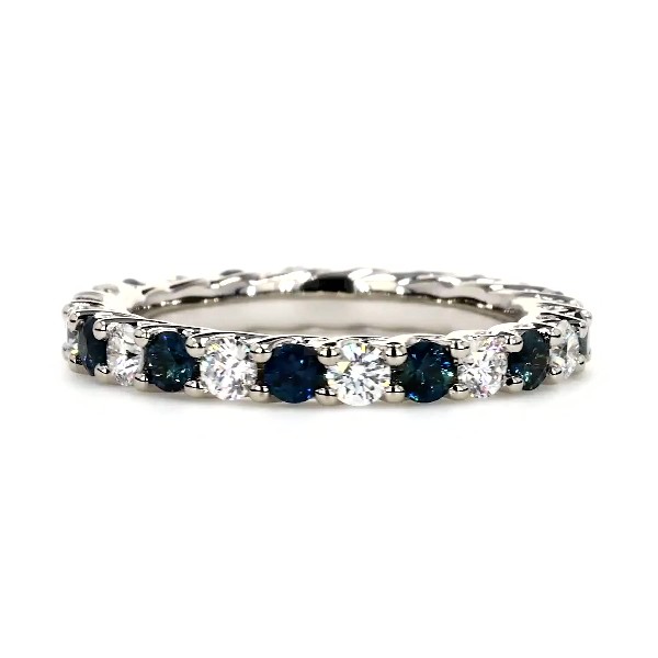 Tessere Alternating Sapphire and Diamond Eternity Ring in 14k White Gold (2.5mm)