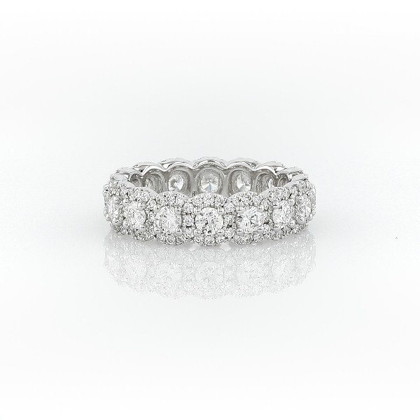 Halo Diamond Eternity Ring 18k White Gold
